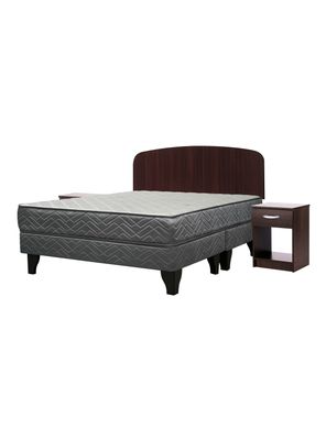 Cama Europea Apolo Black 2 Plazas Base Dividida + Set Muebles Asturias