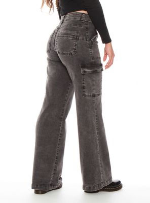 Imagen 2 del producto Jeans Recto Cargo Tiro Alto Pretina Un Botón Push Up