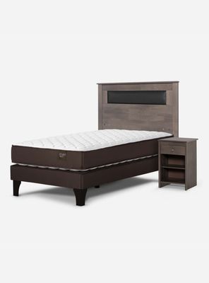 Cama Europea Ergo T 1.5 Plazas + Respaldo + Velador