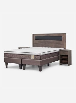 Cama Europea New Style 4 Plus Base Dividida 2 Plazas + Muebles