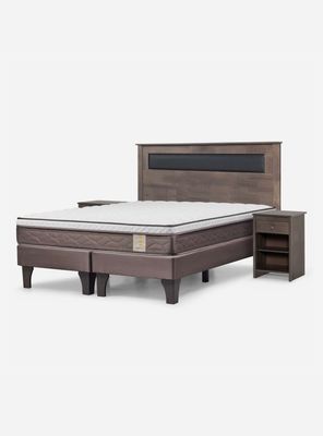 Cama Europea New Style 4 Plus King + Respaldo + Velador