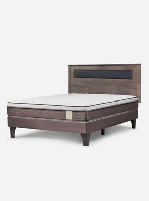 Cama Europea 2 Plazas New Style 4 Plus Base Normal + Respaldo