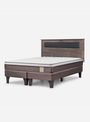 Cama Europea New Style 4 Plus Base Dividida 2 Plazas + Respaldo
