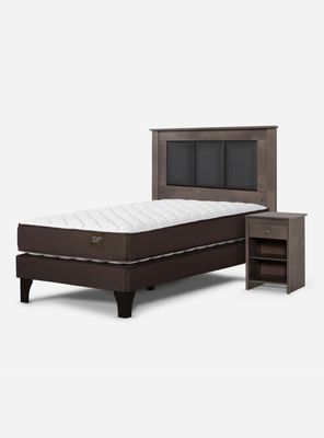Cama Europea Ergo T 1.5 Plazas + Respaldo + Velador