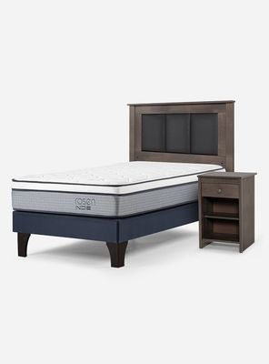 Cama Europea Indie 1.5 Plazas + Respaldo + Velador
