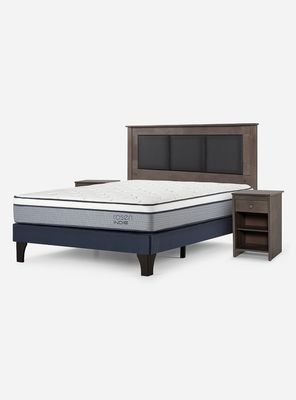 Cama Europea Indie 2 Plazas Base Dividida + Set Muebles