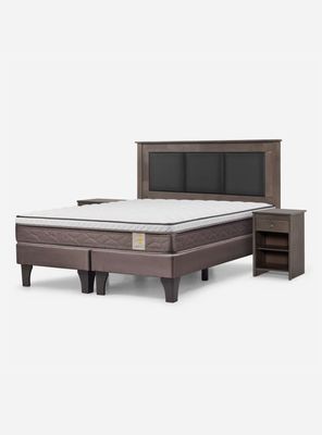 Camas Europeas New Style 4 Plus King Respaldo + Veladores