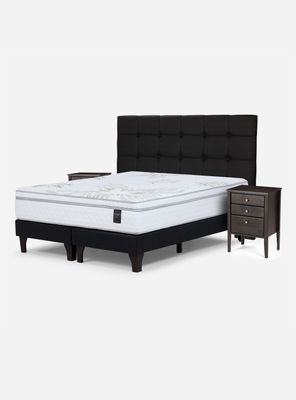 Cama Europea Art 4 Súper King + Respaldo + Velador