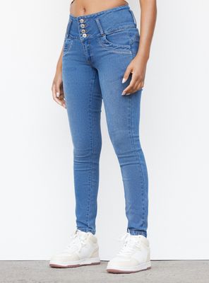 Jeans 4 Botones Super Skinny High Rise