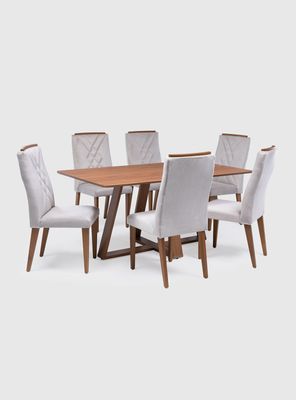 Juego de Comedor Avena + 6 Sillas Megan