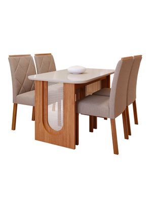 Juego Comedor Valentina + 4 Sillas Fernanda Beige