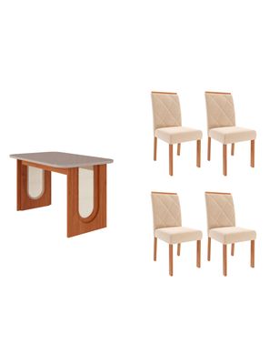 Juego Comedor Valentina + 4 Sillas Fernanda Nude