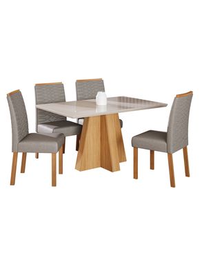 Juego Comedor Patricia + 4 Sillas Clarice Gris