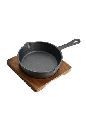 Mini Cacerola Hierro Fundido con Base Acacia