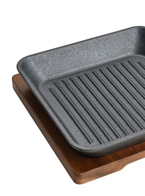 Imagen 2 del producto Mini Grill Hierro Fundido con Base Acacia