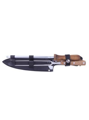 Set de Cuchillo + Tenedor + Afilador con Estuche