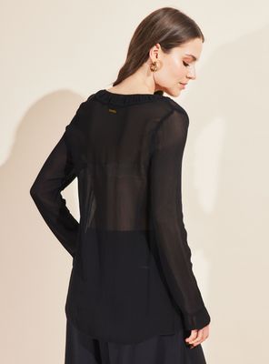 Imagen 2 del producto Blusa con Amarra y Vuelo en Cuello