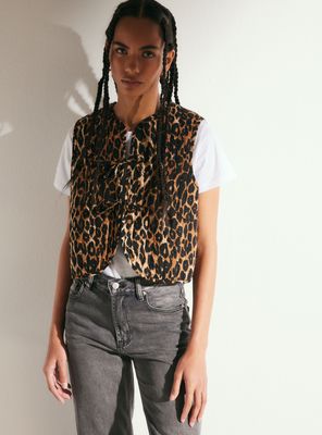 Chaqueta Tipo Vest Acolchado Estampado Animal