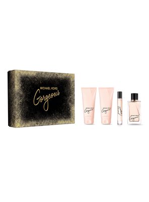Set Perfume Gorgeous EDP Mujer 100 ml + Body Lotion 100 ml + Shower Gel 100 ml y Travel Spray EDP 10 ml Michael Kors