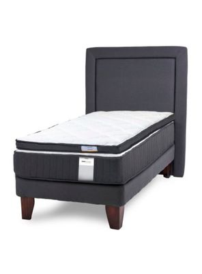 Cama Europea Dúo Pocket 1.5 Plazas + Topper + Respaldo
