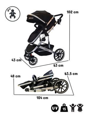Imagen 2 del producto Coche Cuna Lux Negro 3 En 1