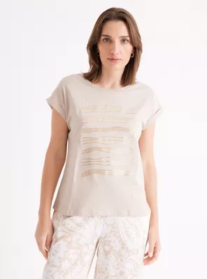 Imagen 1 del producto Polera Hombro Caído con Aplicación de Lentejuelas