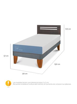 Imagen 2 del producto Cama Europea Excellence 1 Plaza 190 cm + Respaldo Munich Gris