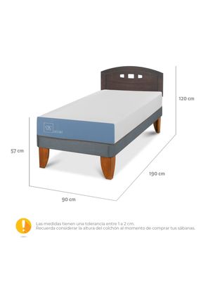 Imagen 2 del producto Cama Europea Excellence 1 Plaza 190 cm + Respaldo Gales Gris