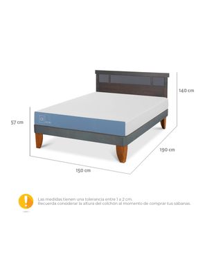 Imagen 2 del producto Cama Europea Excellence 2 Plazas + Respaldo Dublin Gris