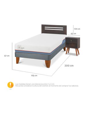 Imagen 2 del producto Cama Europea Excellence Plus 1.5 Plazas Set de Muebles Munich Gris