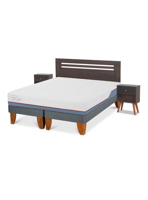 Cama Europea Excellence Plus 2 Plazas Base Dividida Munich Gris