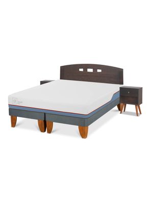 Imagen 1 del producto Cama Europea Excellence Plus 2 Plazas Base Dividida Set Gales Gris