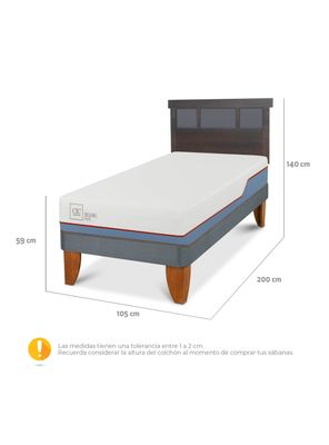 Imagen 2 del producto Cama Europea Excellence Plus 1.5 Plazas Respaldo Dublin Gris