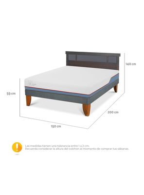 Imagen 2 del producto Cama Europea Excellence Plus 2 Plazas + Respaldo Dublin Gris