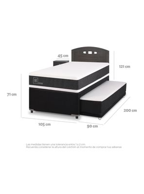 Imagen 2 del producto Diván Ortopedic Black 1.5 Plazas Set Gales Gris