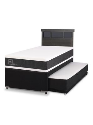 Diván Ortopedic Black 1.5 Plazas + Respaldo Dublin Gris