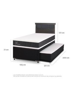 Imagen 2 del producto Diván Ortopedic Black 1.5 Plazas + Respaldo Dublin Gris