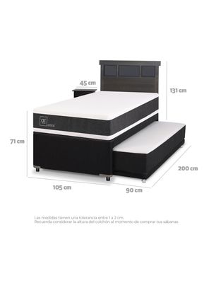 Imagen 2 del producto Diván Ortopedic Black 1.5 Plazas Set Dublin Gris