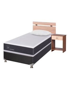 Cama Americana New Ortopedic B5 Black 1.5 Plazas + Almohada + Set Olmo Single