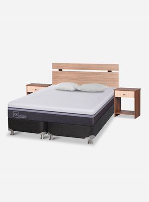 Cama Americana Ortopedic Advance B5 Black 2 Plazas Base Dividida + Almohdas + Set Olmo