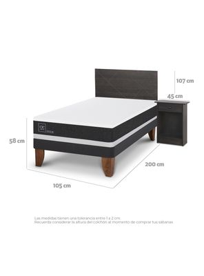 Imagen 2 del producto Cama Europea Ortopedic 1.5 Plazas Set Villarrica Gris