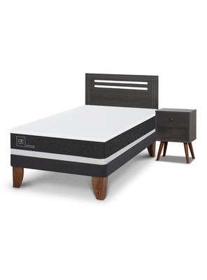 Cama Europea Ortopedic 1.5 Plazas Set Muebles Munich Gris