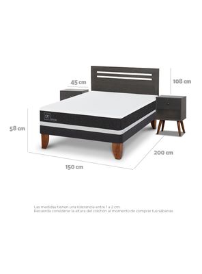Imagen 2 del producto Cama Europea Ortopedic 2 Plazas Set Muebles Munich Gris