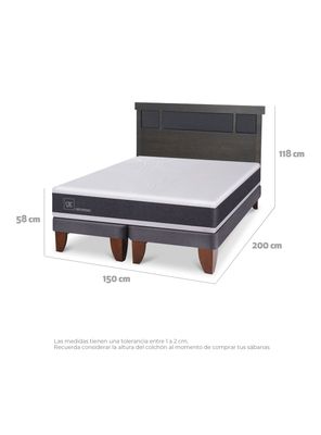 Imagen 2 del producto Cama Europea Ortopedic 2 Plazas Base Dividida Respaldo Dublin Gris