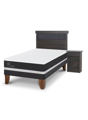 Cama Europea Ortopedic 1.5 Plazas Set Dublin Gris