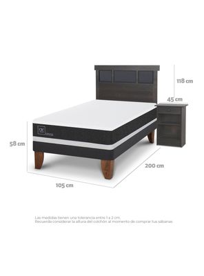 Imagen 2 del producto Cama Europea Ortopedic 1.5 Plazas Set Dublin Gris