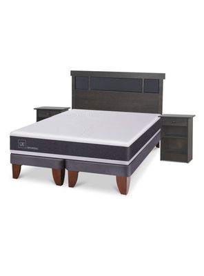 Cama Europea Ortopedic 2 Plazas Base Dividida Set Dublin Gris