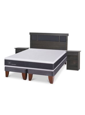 Cama Europea Ortopedic King + Set Dublin Gris