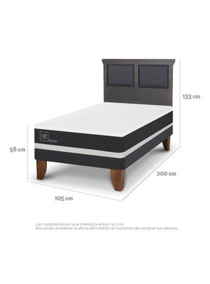 Imagen 2 del producto Cama Europea Ortopedic 1.5 Plazas Respaldo Torino Gris