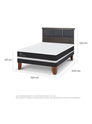 Imagen 2 del producto Cama Europea Ortopedic 2 Plazas Respaldo Torino Gris